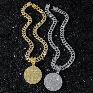 Hip hop style Cuban link chain necklaces in gold and silver with GRAYS medallion pendants