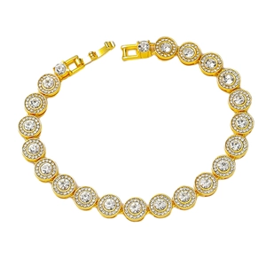 Bracelet hip-hop 8mm plaqué or avec des pierres de zircone cubiques rondes et brillantes