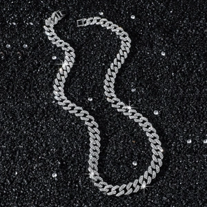 Collier maille cubaine classique de 10mm en argent serti de diamants pour homme hip-hop