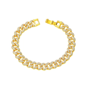 Hip Hop Panzerkette Armband Vereist Strass Geometrische Spleißen Zinklegierung Gold Silber Überzogen Unisex Schmuck Geschenk