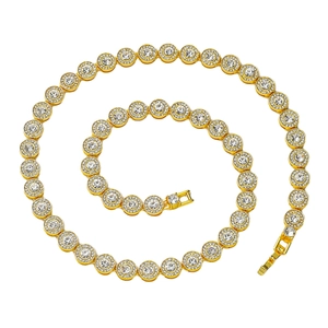 Collier Tennis Homme Hip Hop Pavé de Strass Ronds Bracelet Chaîne en Alliage pour Hommes Bijoux Streetwear Cadeau de Fête