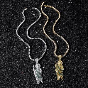 Pendentifs religieux Saint Jude Thaddée avec chaînes tennis dorées et argentées