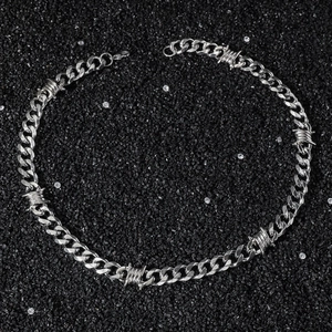 Collana a catena con filo spinato da 11mm in acciaio inossidabile stile hip hop e punk