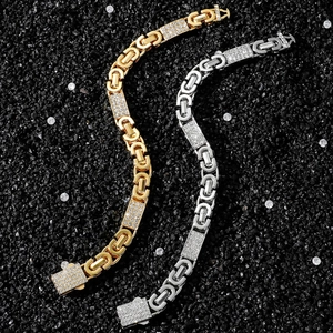 Bracelets chaîne hip hop classiques en or et argent avec strass brillants et maillons géométriques
