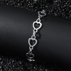 Bracelet chaîne à maillons en cœur en acier inoxydable poli au style hip-hop épuré