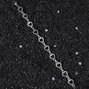Bracelet en acier inoxydable style hip-hop avec maillons en forme de cœur argenté