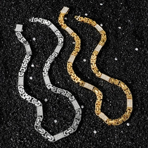 Colliers hip hop pour hommes en argent et or avec maillons en zircone cubique glacée