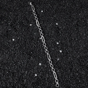 Bracelet chaîne à maillons géométriques en acier inoxydable argenté style hip hop