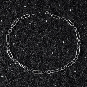 Collana a catena a graffetta in acciaio inossidabile argento hip-hop dal design geometrico