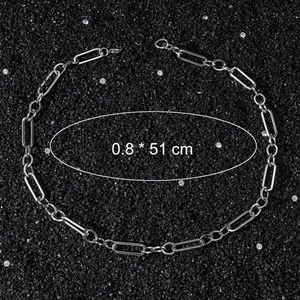 Collana hip hop in acciaio inossidabile a maglie geometriche, larghezza 8mm e lunghezza 51cm