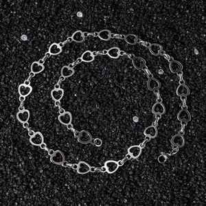 Collier chaîne à maillons en cœur argenté style hip hop avec fermoir mousqueton