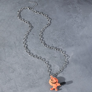 Collier avec Pendentif Créatif d'Halloween Homme Citrouille avec Tronçonneuse Alliage de Zinc et Fer Bijoux Unisex