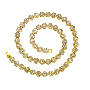 Collier Bracelet Chaîne de Tennis Hip Hop pour Homme en Alliage Incrusté de Strass Plaqué Or Argent Bijoux de Rue