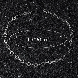 Collier à maillons en forme de cœur hip hop en acier inoxydable, 51cm de long