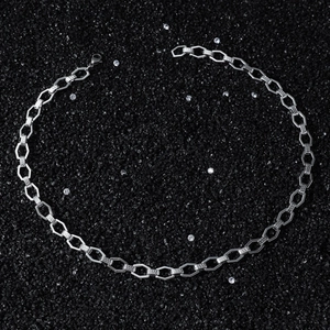 Men's hip hop silver stainless steel geometric necklace with Greek meander pattern