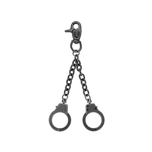 Porte-clés punk avec fermoir mousqueton crâne et menottes en alliage gris vintage