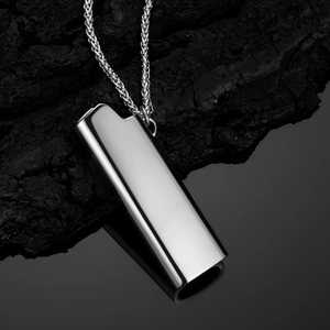 Polished silver lighter case pendant necklace with braided wheat chain for hip hop style