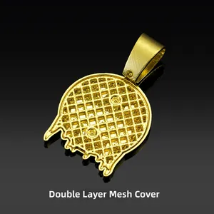 Hip hop gold plated drip pendant with double-layer mesh cover for comfort and style