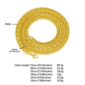 8mm gold curb chain necklace for men in spiral arrangement on white background