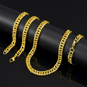 8mm gold-plated cuban link chain necklace for men with glossy mirror reflection