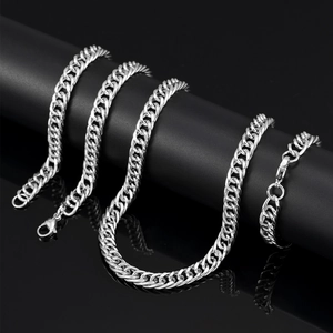 Detailed close-up of 8mm silver cuban link chain with polished hip hop style finish