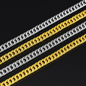 Detailed close-up of 8mm curb chain necklaces in gold and silver with polished mirror finish