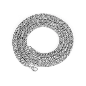 Close-up of 8mm silver curb chain with lobster clasp for hip hop style jewelry