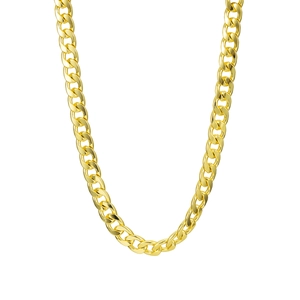 7mm gold Cuban link chain for men in hip hop style with a high-polished metallic finish
