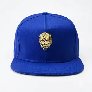 Hip Hop Lion Head Metal Badge Snapback Hat For Men Women Adjustable Flat Brim Acrylic Baseball Cap Rhinestone Streetwear Accessories