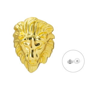 Goldenes Löwenkopf Deko-Accessoire aus Legierung mit zwei silbernen Montageschrauben