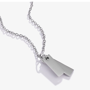 Minimalist silver titanium steel double rectangle bar pendant necklace for men and women