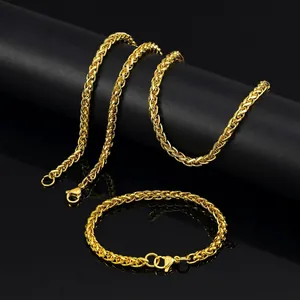 Collier Chaîne de Blé en Métal Hip Hop Pour Hommes Femmes Unisexe Électroplaqué Personnalisé Chaîne Spiga Bijoux Or Argent Mousqueton