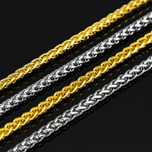 Colliers chaîne de blé 5mm pour hommes et femmes en or et argent avec un éclat poli brillant