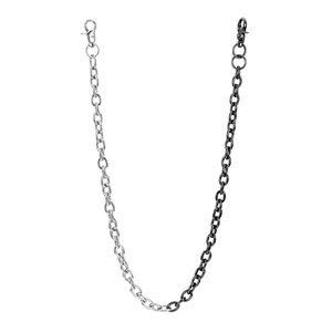 Unisex minimalist two-tone silver and gunmetal black metal pants chain with lobster clasps