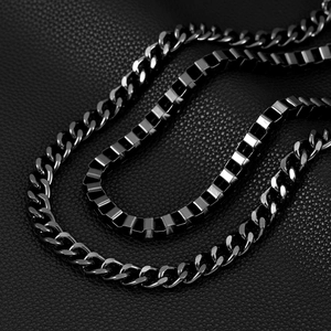 Punk black punk hip-hop double skull pants chain with box and curb chain details