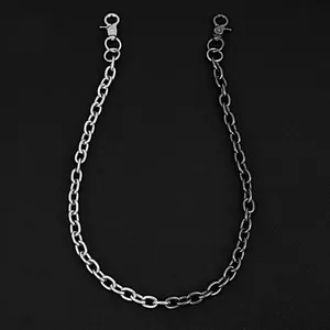 Unisex Minimalist Dual-Color Hip-hop Punk Pants Chain For Jeans Metal Waist Chain Silver And Black Link Chain Accessories