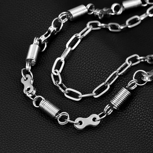 Western style double-layer spring biker pant chain with industrial silver metal links