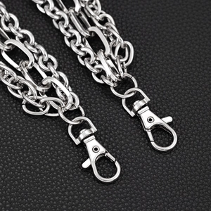 Three-layer silver metal pants chain with bullet fringe for hip hop streetwear style