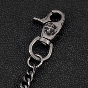 Gothic skull buckle hip hop pants chain in antique silver with industrial hooks