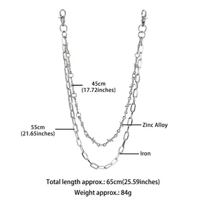 Three-layer hip-hop trousers chain in zinc alloy and iron with lobster clasps