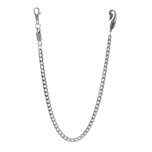 Punk silver metal pant chain with lobster clasp and vintage hook for hip-hop style