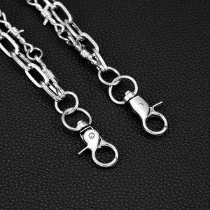 Double-layered hip hop metal pants chain with barb-style links and lobster clasps