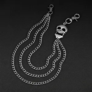 Punk Three-Layer Metal Pant Chain Vintage Skull Hip Hop Wallet Chain For Men Women Clothing Accessories Jewelry