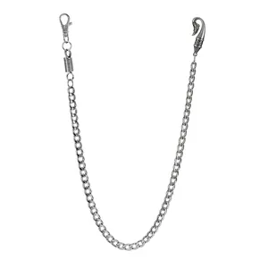 Hip Hop Stainless Steel Pants Chain Vintage Carved Fishhook Clasp Curb Link Wallet Chain For Women Men Jeans Streetwear Jewelry