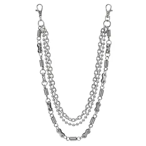 Punk Style Triple Layer Metal Pant Chain Hip Hop Heavy Duty Waist Chain For Jeans Wallet Accessories For Men Women