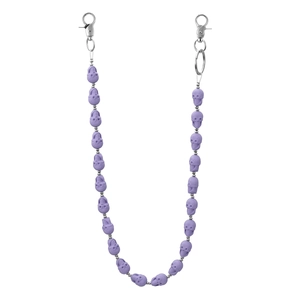 Purple frosted skull bead denim chain with silver lobster clasps for hip-hop style