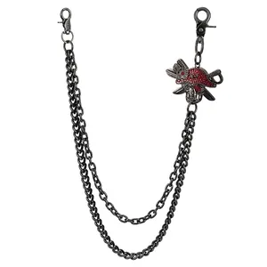 Punk Pirate Skull Double Layer Trousers Chain Alloy Rhinestone Hip Hop Wallet Belt Chain For Men Women Party Decoration