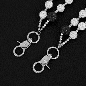 Detail of 14mm Shamballa disco balls and hip hop style double layered chain with clasps