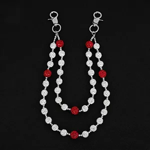 Hip Hop Double Layer Waist Chain Metal Rhinestone Disco Ball Pants Chain Jewelry Accessory For Women Men Clothing Decor