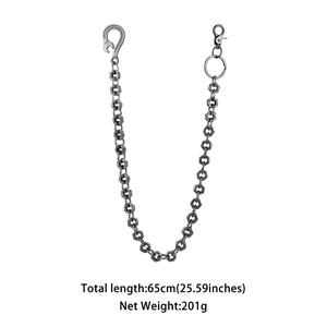 Detail of 65cm industrial nut and bolt metal pant chain with heavy duty lobster clasps